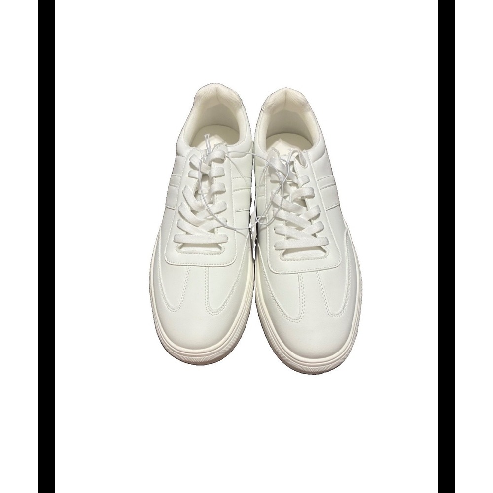 Perry Ellis Portfolio Mens White Low Top Sneakers Lace Up Casual Shoes Size 11